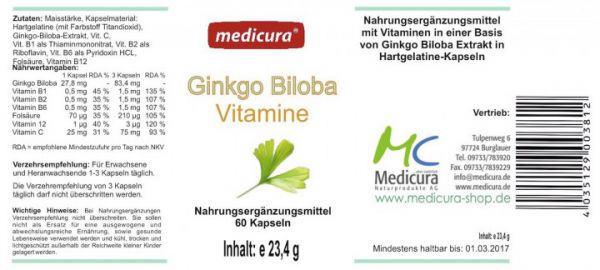 Ginkgo Biloba - 60 Kapseln