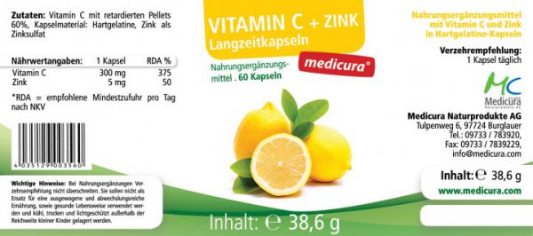 Vitamin C 300 + Zink - 60 Kapseln